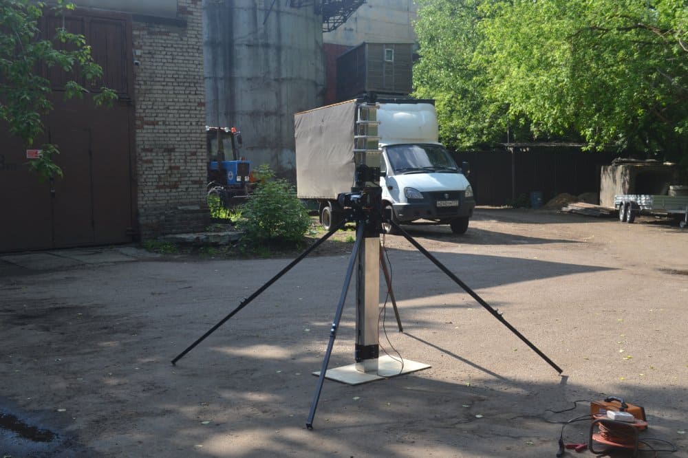 Мачта 5 метров с электролебедкой усиленная телескопическая на  треноге без прожекторов ПМО(ПМТ) - 5 (ЭЛ)