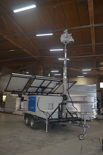 Гибридная автономная мобильная система видеонаблюдения с видеокамерой, солнечными панелями и дизельгенератором "Аргус Страж" max