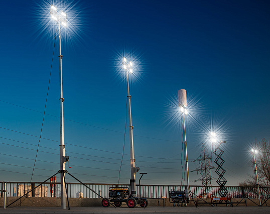 Мачта 9 метров переносная  с лебедкой на треноге без прожекторов ПМО(ПМТ) - 9 (Л)