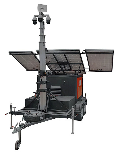 Гибридная автономная мобильная система видеонаблюдения с видеокамерой, солнечными панелями и дизельгенератором "Аргус Страж" optimal