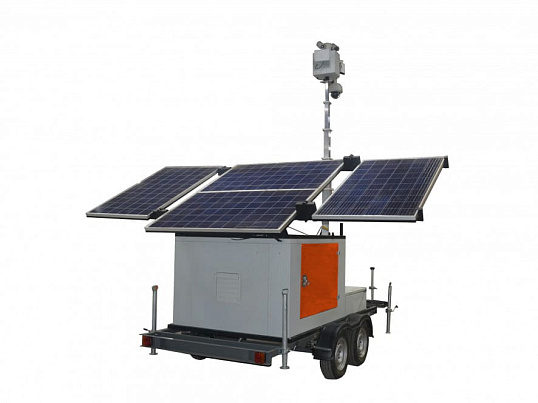 Гибридная автономная мобильная система видеонаблюдения с видеокамерой, солнечными панелями и дизельгенератором "Аргус Страж" base