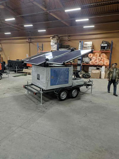 Гибридная автономная мобильная система видеонаблюдения с видеокамерой, солнечными панелями и дизельгенератором "Аргус Страж" max