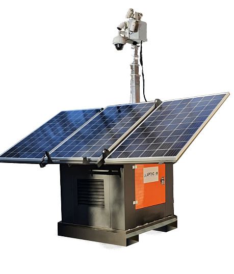 Гибридная автономная мобильная система видеонаблюдения с видеокамерой, солнечными панелями и дизельгенератором "Аргус Страж" base