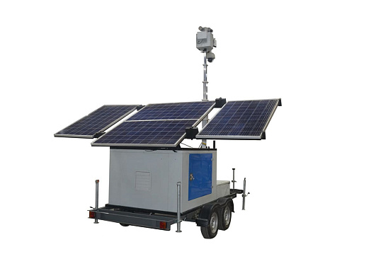 Гибридная автономная мобильная система видеонаблюдения с видеокамерой, солнечными панелями и дизельгенератором "Аргус Страж" max
